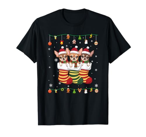 Chihuahua Dog in Christmas Men Women Kids Xmas Pajama T-Shirt