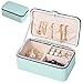 Schmuckkästchen, Tragbar Schmuckschatulle, PU-Leder Klein SchmuckKästchen Organizer für Frauen Kinder Schmuck Display Koffer, Herausnehmbare Reise-Box Schmuck Aufbewahrung für Ringe (Blau)