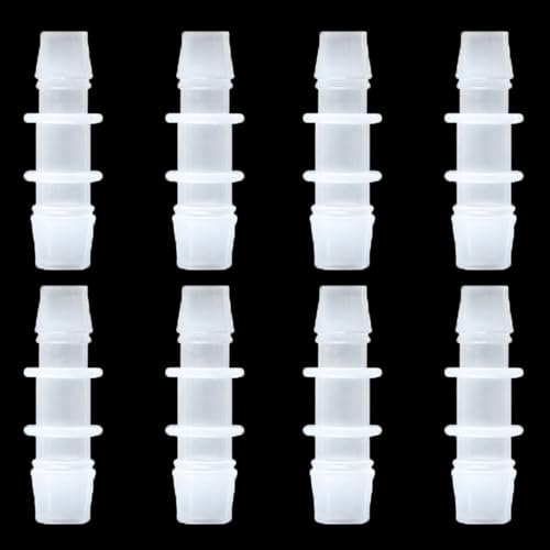 8 raccordi per tubo in plastica, 4,8 x 7,9 mm, connettori dritti per tubi, riduttore a spina, set per sistemi di irrigazione agricoli da giardino