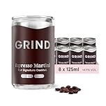 Grind Espresso Martini Tins – Pack of 8 – 14.9% ABV – Barista Quality – Instant Barista Grade Coffee – Ready to Drink – Premixed Cocktails