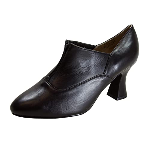 Peerage Silvia Women's Wide Width Louis-Heel Leather Dress Pumps
