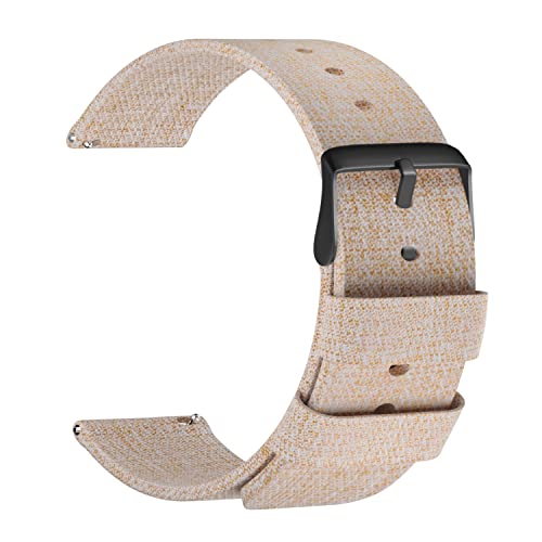 ULLCHRO Unisex Nylon Armband mit Edelstahl Schwarz Schnalle 22mm Beige Cover