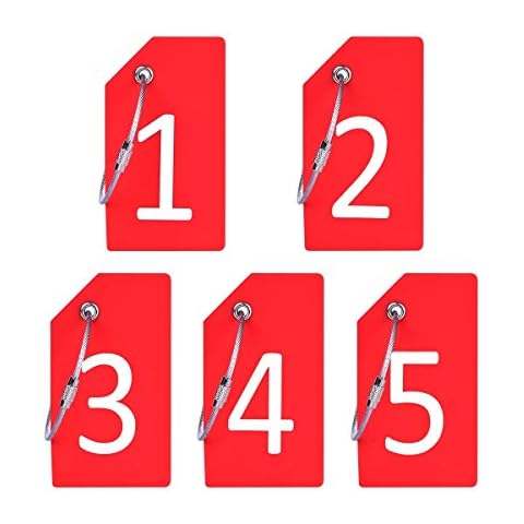5Pcs Red Silicone Luggage Tags with Digit Number and Name ID Card Perfect to Quickly Spot Luggage Suitcase by Ovener Cover