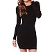 Produktbild iShine Bodycon Kleid Damen Langarmshirt Basic Kleid Knielang Etuikleid mit Stretch Partykleid Minikleid-BK-L