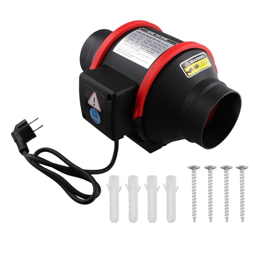 Lonrtesw Ventilador Escape Humos Control Velocidad 100 mm Ventilador en Línea Flujo Mixto Ventilador Escape Alta Velocidad para Ventilaciones Piezas Sistemas HVAC Enchufe la UE