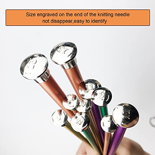 Mdoker 13.8 Inch Aluminum Knitting Needles Colored Straight Single Pointed Metal Sweater Knitting Needle For Diy Knitting Projects,Size Us 13(9Mm) #TOP2