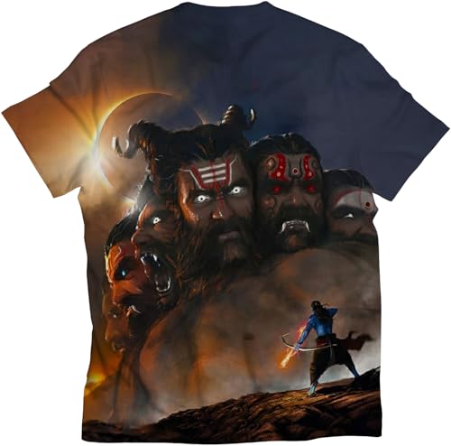 Image of STAND OUT All Over Printed Shiva, Krishna, Hanuman, Kali, Ram and Ravana, Ramayan, Bagavath Githa, Buddha Religious, Spiritual, Hindu Gods T-Shirts