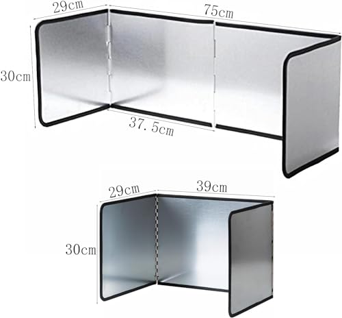 Azonee واقي حماية من تناثر الزيت للبوتاجاز واقي مضاد للرذاذ المحمول قابل للطي واقي جانبي من الزيت والشحوم لحماية الجدران من تناثر الزيت لطبخ المقالي على الموقد والدهون في المطبخ