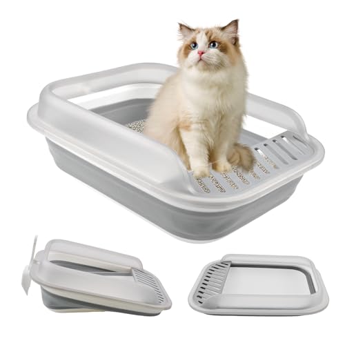 Arenero Plegable pequeño para gatos con pedal y lados altos miniatura 1
