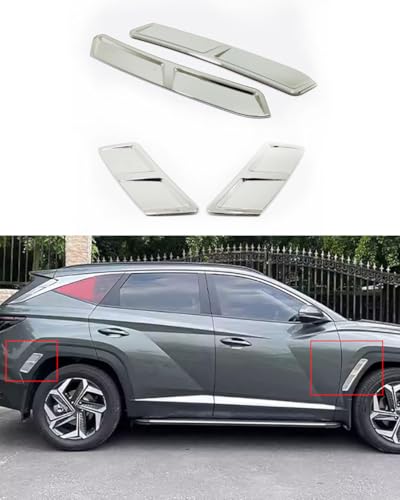 ANUNFRRE Car Accessories Fit for Hyundai Tucson 2022 2023 2024 ABS Exterior Front + Rear Wheel Eyebrow Arches Fend Cover Trim 4PCS Set （Chrome）