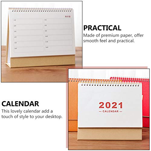 FAVOMOTO 2021 Bureau Kalender Staande Flip Maandelijkse Kalender Coil Draad Volledige Jaar Desktop School Kalender Ezel… - Afbeelding 7