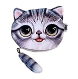  Jixin4you Mini Sac en Forme de Chat Porte-monnaie Bourse Mignon Portefeuille Gris