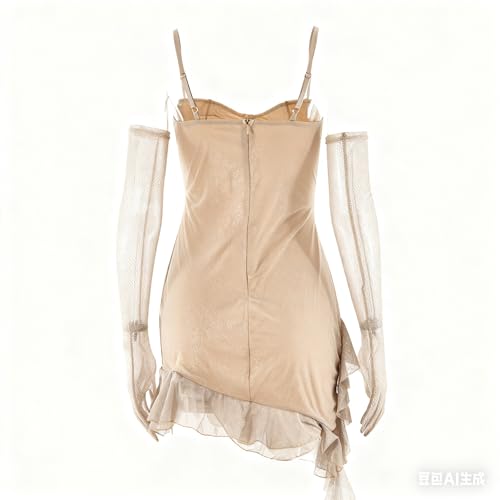 Image of Women's Dress,Sexy Lace Semi See Through Short Dress, Off-Shoulder Bustier Skirt, Asymmetric Short Skirt，Slim