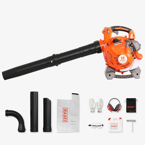 KASEI Gas Leaf Blower 2-Cycle Handheld Leaf Blower Vacuum 26 cc Gas Powered Blower 1.1 HP Leaf Sucker with Bag Leaf Vacuum Lightweight Blower and Vacuum Powerful for Lawn,Patio,Driveway Cleanup