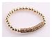 LZZR Mode Alliage Perles Cristal Tuyau Charm Bracelet Extensible (Metal Color : Gold Plated)