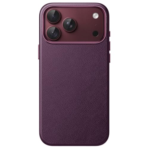 JETech Vegan Leather Magnetic Case for iPhone 18 Pro Max, Dark Cherry