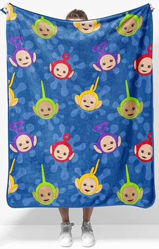 Jay Franco Kids Plush Throw Blanket – Soft & Cozy Fleece Throw for Bedroom & Couch Décor, Official Licensed Product, Blue - Teletubbies, 40x50 - Travel Blanket