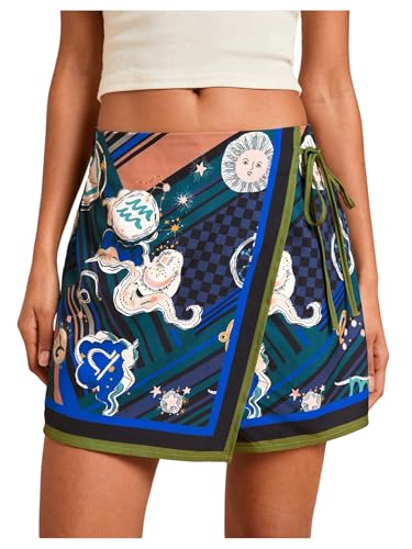 Image of SweatyRocks Women's Boho Mini Skirts Floral Shorts Tie Side Wrap Skorts