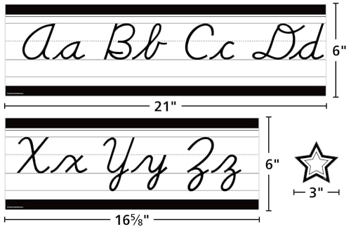 Tableau d'affichage cursive alphabet noir et blanc TCR6983 pour école