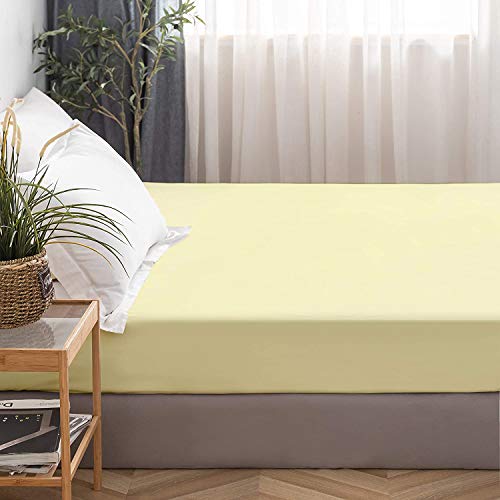 Image of All Around Brushed Microfiber Double Bed Fitted Sheet - (72 x 78) Inches - 12'' Deep Pocket Elastic Fitted Bedsheet + 1 Pillow Cover 400 Series Extra Soft & Easy Fit - Ivory