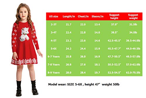 Smiling Pinker Girls Christmas Knit Sweater Dress Unicorn Snowflake Xmas Gifts Winter (5-6 Years, Green) #TOP2