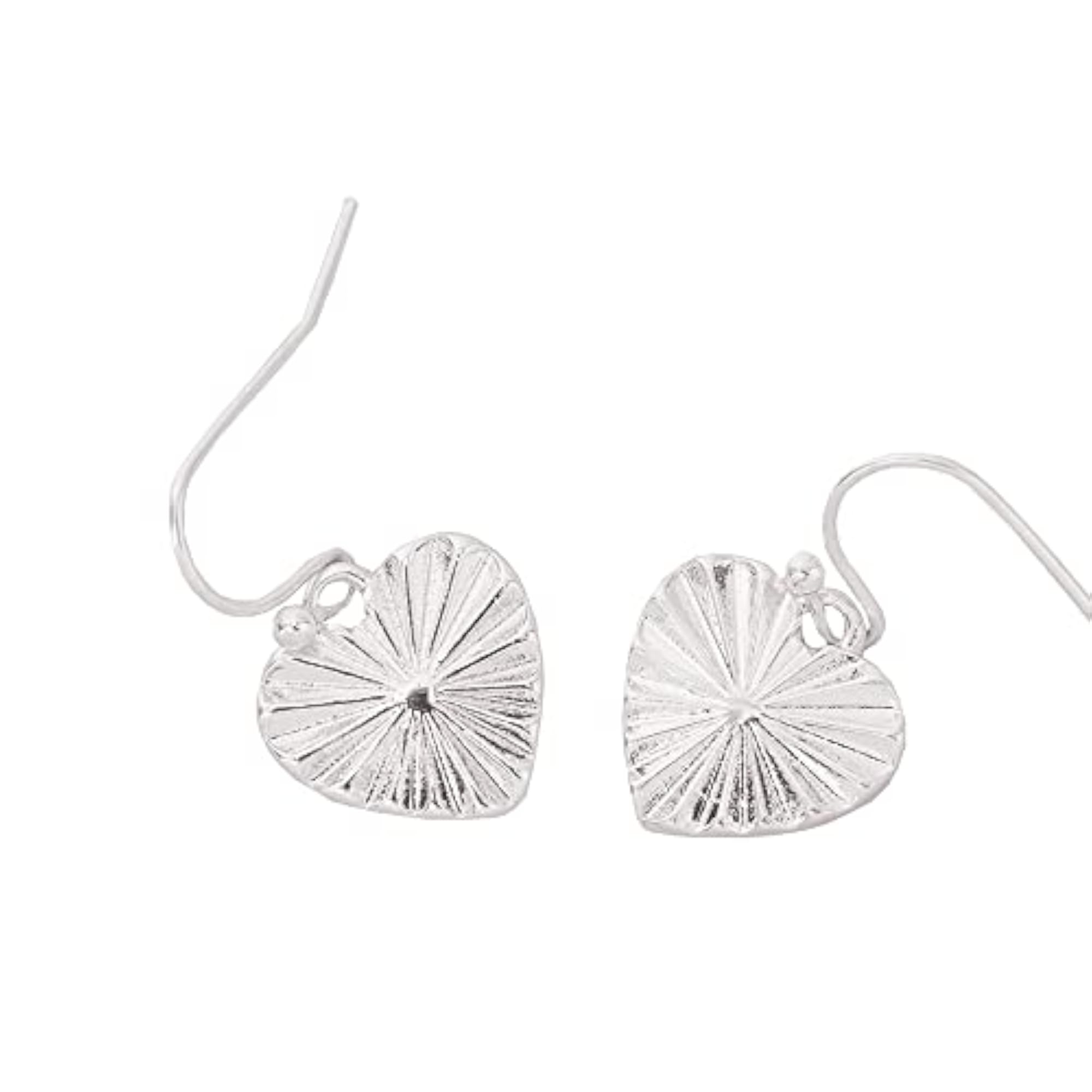 London Textured Heart Short Drop Earrings