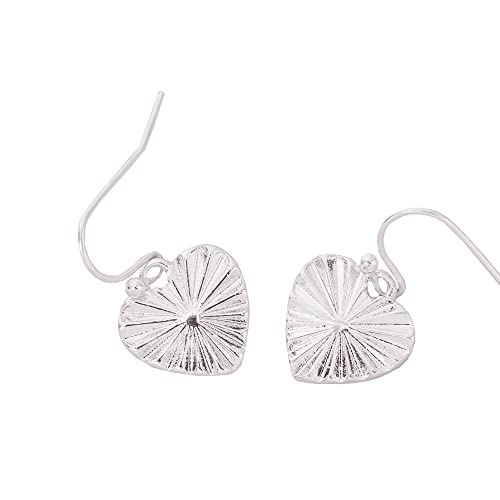 London Textured Heart Short Drop Earrings