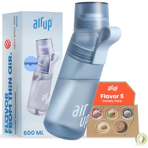 AIR UP® water bottle Gen2 original starter set with pods in 5 flavours I 600ml drinking bottle with sugar-free flavouring I dishwasher-safe, BPA-free I Colour blue AIR UP® water bottle Gen2 original starter set with pods in 5 flavours I 600ml drinking bottle with sugar-free flavouring I dishwasher-safe, BPA-free I Colour blue