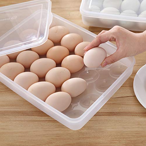 image for Sooyee 2 Pack Covered Egg Holders for Refrigerator,Clear 2X24 Deviled 