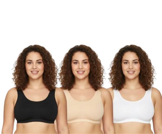 omfiza Women Sports Bra Combo Pack of 3 Seamless Wireless Padded Stretch Yoga Gym Running Workout Activewear Comfortable Breathable Support Bras-picture-18