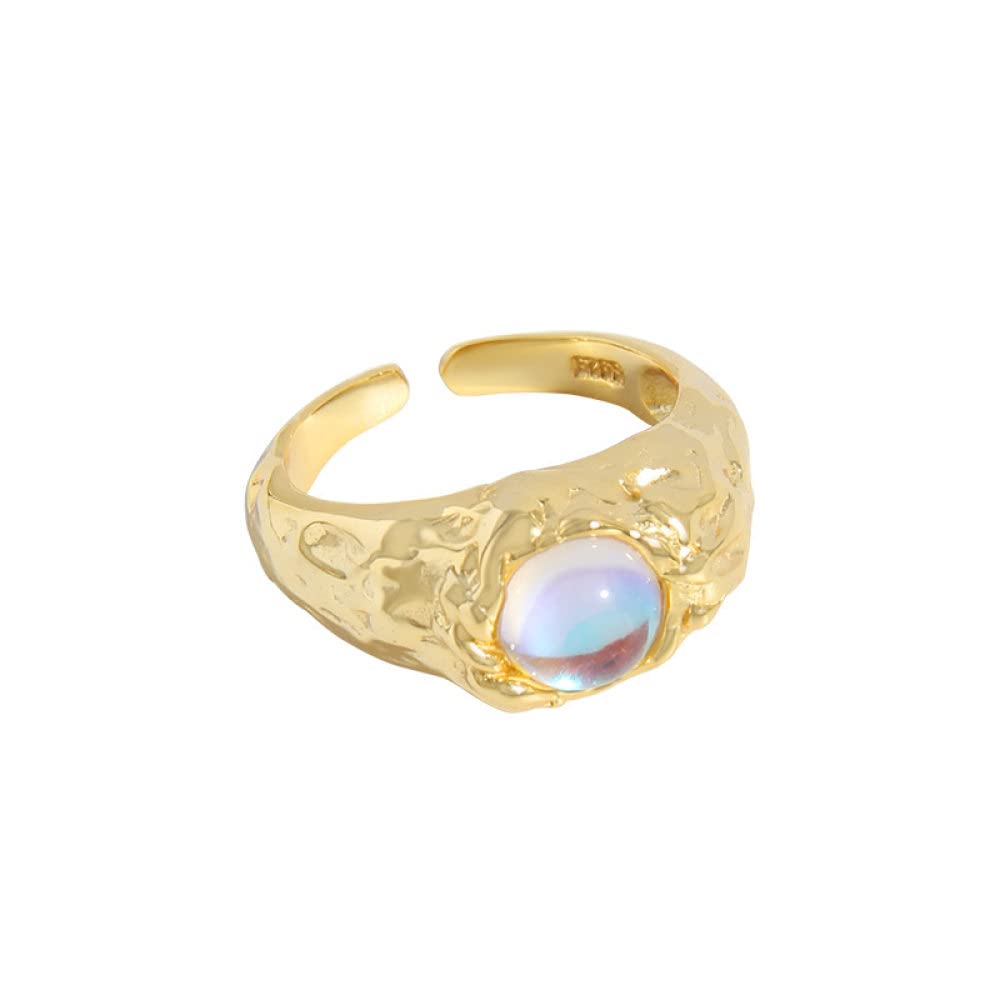 Anello Regolabile,S925 Anello In Argento Sterling Con Pietra Di Luna Anelli Regolabili Anello Aperto In Argento Anello Per Il Pollice Anello Eterno Fascino Di Nozze Gioielli Regali Per Uomini Ragazz