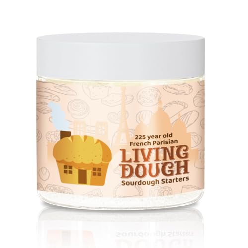 Image of Living Dough - 225 Year Old French Parisian Sourdough Starter Culture - Active & Live Organic Sourdough Starter for Baking - For Artisan Bread, Pizza Dough, Waffles & More