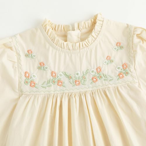 Curipeer Baby Girls Long Sleeve Flora Toddler Girls Cotton Casual Outfit Dress 12M-8Y4