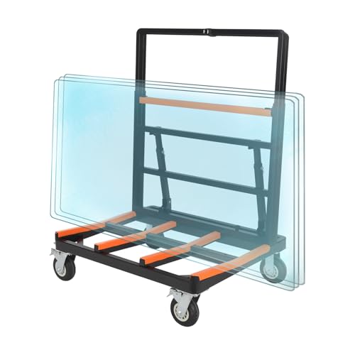 BFDIEEM 2200 LBS Folding Drywall Cart with 4 Wheels, Steel Drywall Dolly with 6in Swivel Casters, 2200 LBS Load Capacity, Portable Panel Truck Cart for Handling Plywood, Plasterboard, Glass