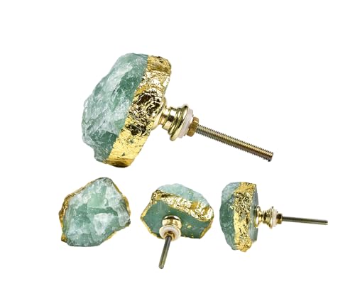 AMOYSTONE Natural Crystal Drawer and Pulls Kitchen Cabinet Knobs 4pcs