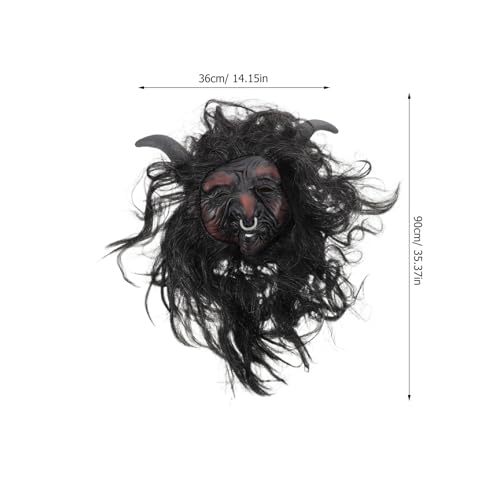 Masque de bœuf avec cornes rigides et perruque noire intégrée Uonlytech