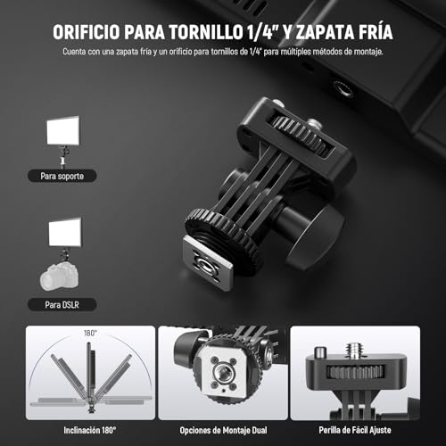 NEEWER 192LED Luz de Video 20W DSLR Cámara Bicolor Ultra Delgada Regulable Panel de Iluminación con 8000mAh Batería Litio Incorporada 3200-5600K CRI97+ para Fotografía Live Streaming Videoconferencia - imagen 5