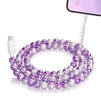 Coolden for iPhone Charger Cord 3.3FT USB C to iPhone Cable Cute Purple Beaded Charging Cord 66W iPhone Charger Fast Charging Cable for Women for iPhone 14 13 12 11 Pro Max XR XS iPad Pro/Air/Mini