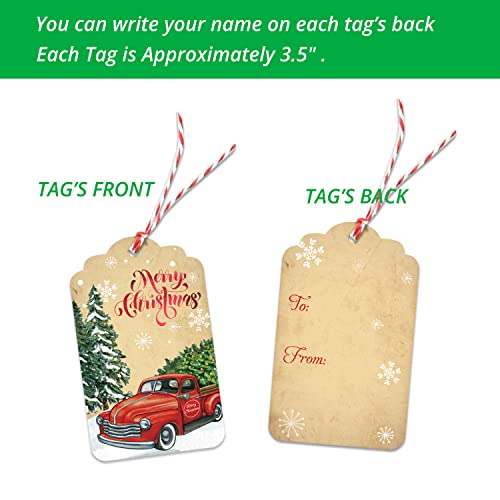 Christmas Gift Name Tags 60 Count With Untied String -15 Assorted Foil, Printed Designs To And From Labels For Xmas Present Wrapping #TOP4