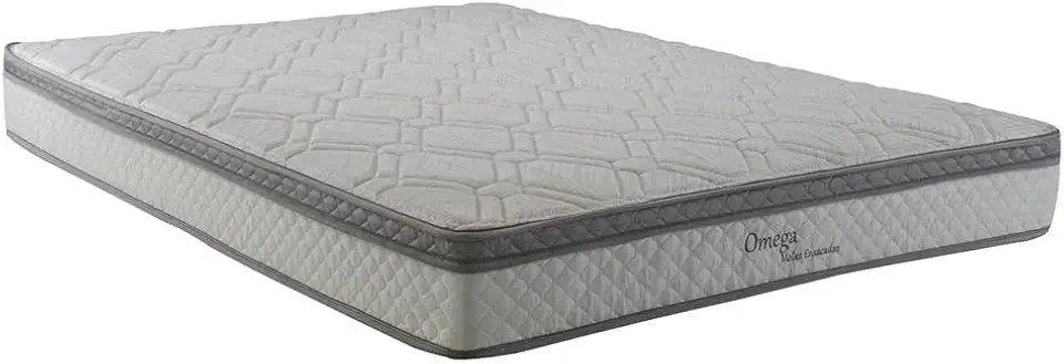Herval Colchão Ômega Queen Size com Pillow Top e Molas Ensacadas, Cinza com Branco, 22x158x198cm, D26, Suporta até 110kg