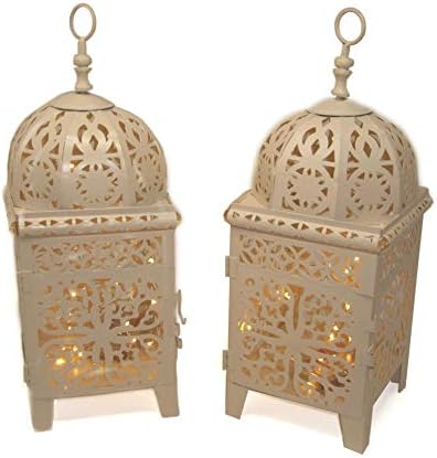 Link Products Moroccan style Lanterns Metal & Glass (cream 25cm x 12cm)