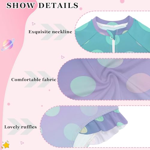 CHIFIGNO Long Sleeve One Piece Swimsuits for Girls Polka Dot Gradient Long Sleeve One Piece Swimsuit 3T4