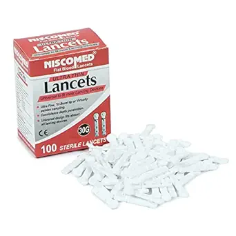 Niscomed Glucometer FBL-100 Flat Blood Lancet - Flat Lancet Needle - Glucometer Lancets (100 Pieces)