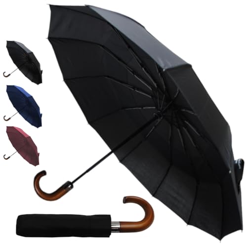 Rare 12 Rib Compact Umbrella - Black