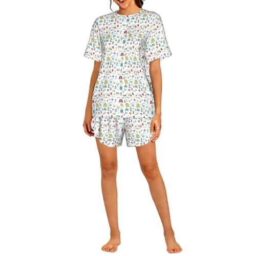 Pyjama de nuit femme Abstraction Biology Chemistry4 ensemble respirant et confortable