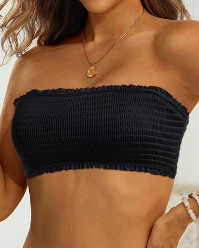 Image of Aqua Eve Women Strapless Bikini Top Only Bandeau Swim Top Tube Top Swimsuit