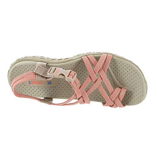 Skechers Skechers Women's REGGAE - IRIE MON - Multi strap toe thong sandal, Taupe/Coral, 6