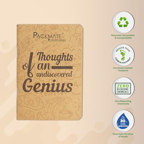 Image of Packmate Notepad Thoughts of an Undiscovered Genius (Pack of 5), Made of Recycled Paper