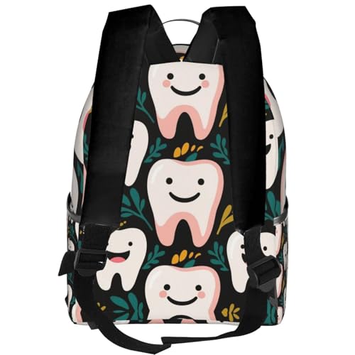 Funny Teeth Dental Art Daypack Backpack Polyester Anti-Theft Multipurpose Bookbag Big Capacity Travel Hiking & Camping Rucksack With Smooth Zippers3