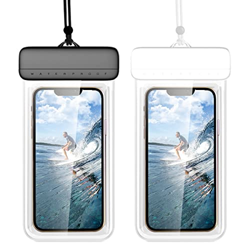 KOTLIE Lot de 2 pochettes étanches pour téléphone portable compatible avec iPhone 14 Pro Max/13/12/11/XS/XR/8/7/Galaxy S22/S21/Note20/Pixel jusqu'à 7", IPX8 pour les vacances et la natation Cover